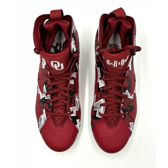 Nike Jordan 7 Alpha Menace Oklahoma OU Player Exclusive Football Cleats Sz 11 US - Picture 6 of 10